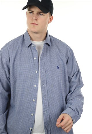 VINTAGE RALPH LAUREN CHECK SHIRT BLUE