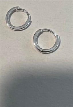 Huggies - 925 Sterling Silver Ear hinged Hoops for men