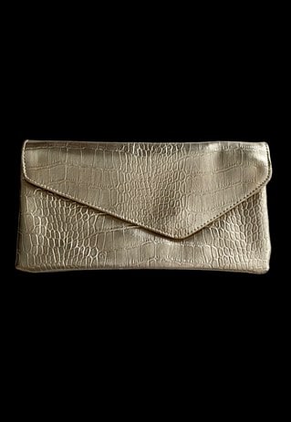 70'S Gold Moc Croc PVC Ladies Evening Clutch Bag