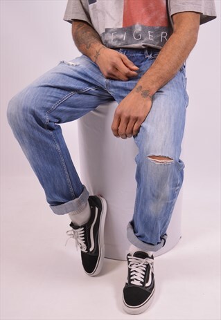 TOMMY HILFIGER MENS VINTAGE JEANS W34 L34 BLUE 90S
