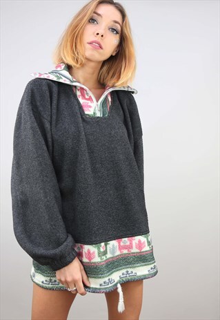 VINTAGE 90S OVERSIZED 1/4 ZIP FESTIVAL FLEECE