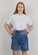 EVA 80'S WOMEN'S S DENIM SHORTS RETRO HIGH WAIST JEANS VTG