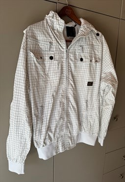 Vintage White Checked Jacket. Size XL