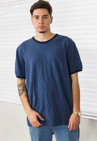 VINTAGE TOMMY HILFIGER T-SHIRT LOGO 90S XL 11.8