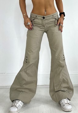 Vintage Y2k Parachute Pants Cargo Trousers Toggle Low Rise
