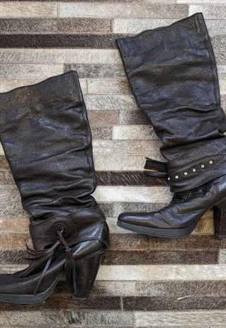 VINTAGE Y2K LEATHER COWGIRL BOOTS