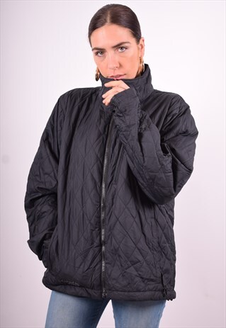COLUMBIA WOMENS VINTAGE QUILTED JACKET LARGE BLACK 90'S