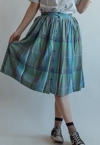 VINTAGE 80S CHECKERED SKIRT WITH POCKETS