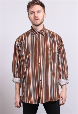 VINTAGE CORDUROY CORD STRIPED SHIRT