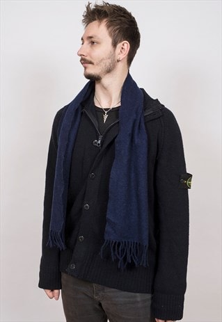 RALPH LAUREN NAVY BLUE LAMBSWOOL SCARF