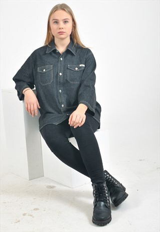 VINTAGE DENIM SHIRT IN BLACK