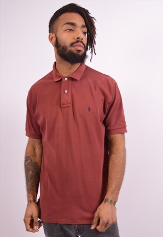 POLO RALPH LAUREN MENS VINTAGE POLO SHIRT LARGE BROWN 90S