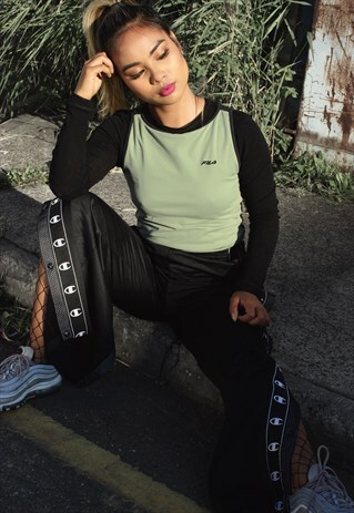 VINTAGE Y2K FILA GREEN AND BLACK TOP