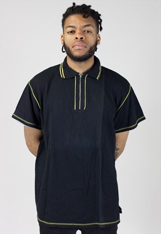 VINTAGE 90'S BLACK AND YELLOW POLO SHIRT