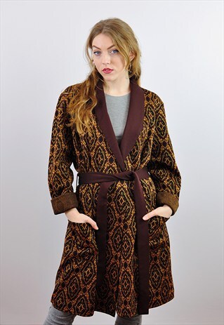 VINTAGE 1970'S ABSTRACT PATTERN BOHO FESTIVAL JACKET