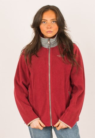 VINTAGE RED NORTH FACE FULL ZIP FLEECE