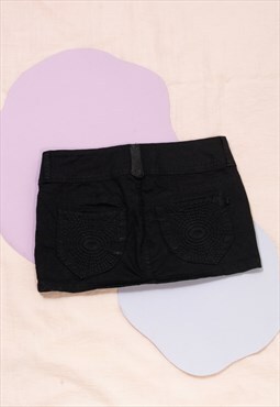 Vintage Denim Skirt Y2K Rave Denim Mini in Black