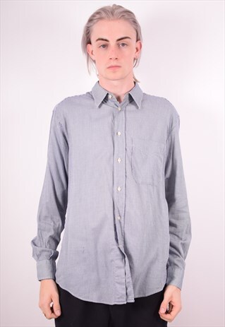 GIANFRANCO FERRE MENS VINTAGE SHIRT LARGE BLUE 90S