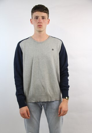 VINTAGE TIMBERLAND GREY PATTERNED KNIT JUMPER