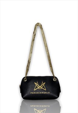 Mirror logo mini semilunar bag-black gold