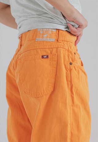 VINTAGE 90S RELAXED FIT MUSTANG JEANS IN ORANGE DENIM