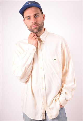 LACOSTE MENS VINTAGE SHIRT XL YELLOW 90S