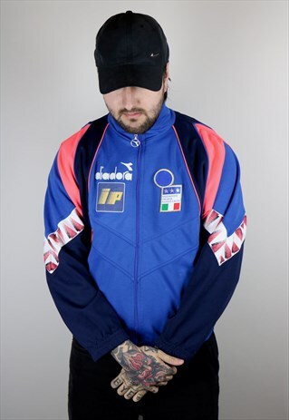 VINTAGE DIADORA/ITALY SWEATSHIRT IN BLUE WITH LOGOS
