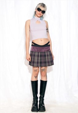 Vintage Skirt Y2K Pleated Punk Mini in Purple Plaid