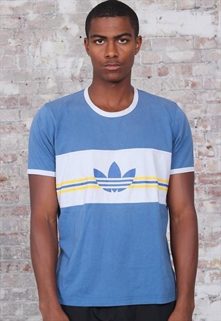 VINTAGE ADIDAS LOGO T-SHIRT BLUE WHITE