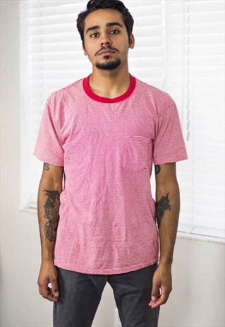 VINTAGE STRIPE POCKET T-SHIRT 90S L 6.9