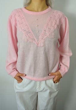 Vintage 90s Knitted Jumper Pink