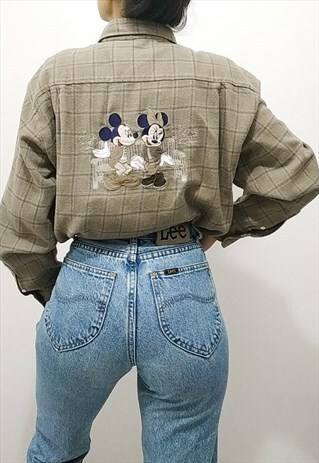 CHECK LONG SLEEVES EMBROIDERED DISNEY SHIRT