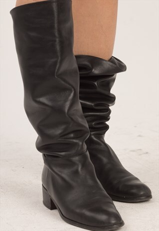 VINTAGE BLACK LEATHER SANDRA BOOTS