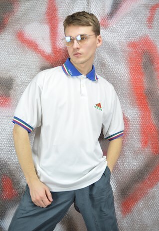 VINTAGE WHITE ADIDAS CLASSIC SPORTS POLO SHIRT
