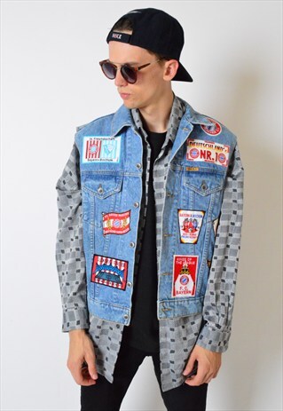 VINTAGE 90S BAYERN FOOTBALL PATCH DENIM VEST