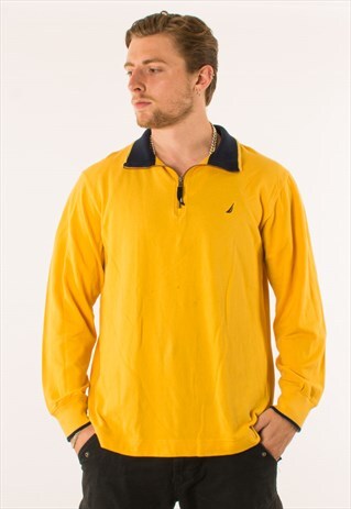 VINTAGE YELLOW NAUTICA QUARTER ZIP SWEATSHIRT