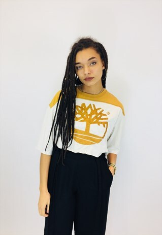 CROPPED TIMBERLAND EMBROIDERED T SHIRT