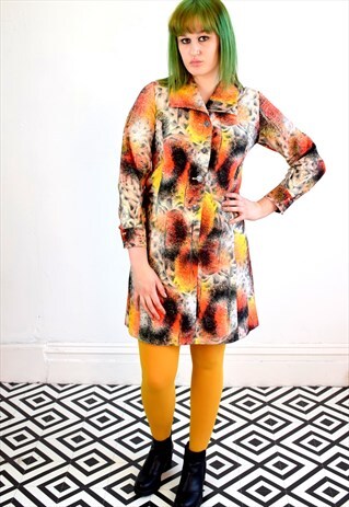 VINTAGE 80'S JAPANESE BOLD PATTERNED DRESS