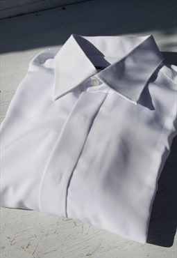 Deadstock white cupro blend button up collared shirt
