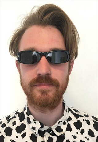 VINTAGE 90S BLACK RECTANGULAR SLIM SUNGLASSES