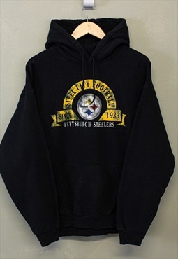 Vintage Pittsburgh Steelers NFL Hoodie Black With Print Logo