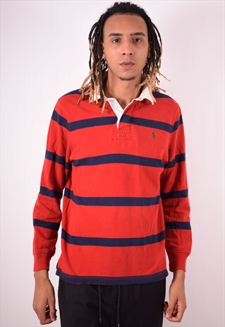 POLO RALPH LAUREN MENS VINTAGE RUGBY POLO SHIRT MEDIUM 90S