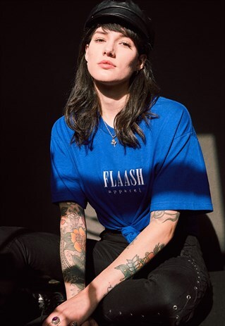 SHORT SLEEVE T-SHIRT IN BLUE WITH EMBROIDERED LOGO