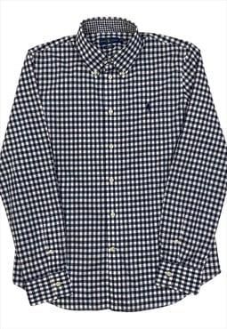 Ralph Lauren Vintage Ladies Blue Check Slim Fit Shirt