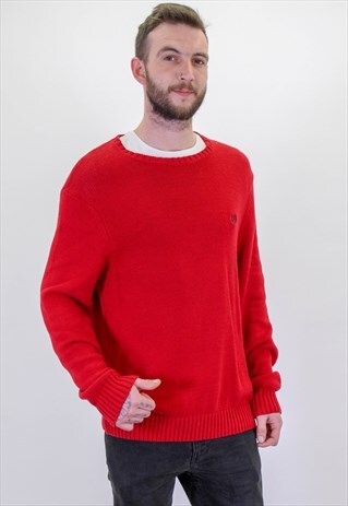 VINTAGE CHAPS SWEATER JUMPER IN RED XL