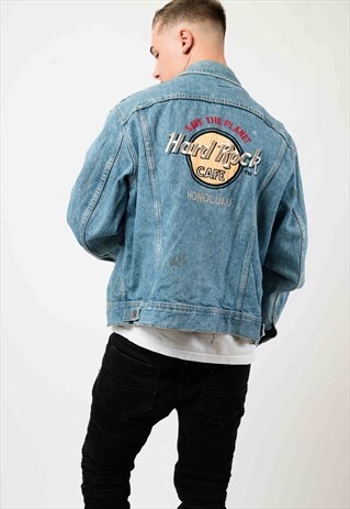 VINTAGE UNISEX HARD ROCK CAFE HONULULU DENIM JACKET