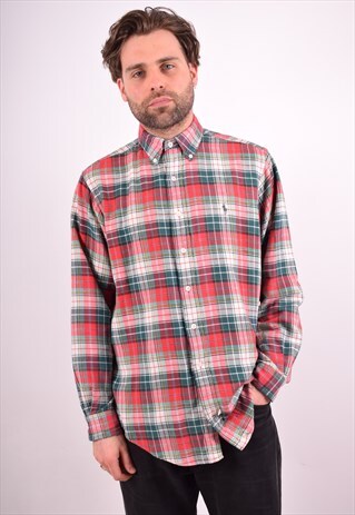POLO RALPH LAUREN MENS VINTAGE SHIRT LARGE MULTI CHECK 90S