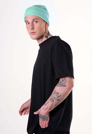 ESSENTIAL CUFFED BEANIE HAT - MINT BLUE