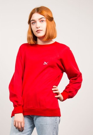 VINTAGE 90'S RED PUMA SWEATSHIRT JUMPER