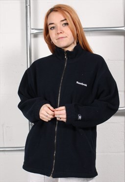 Vintage Reebok Fleece in Navy Zip Up Cosy Jumper Size 12
